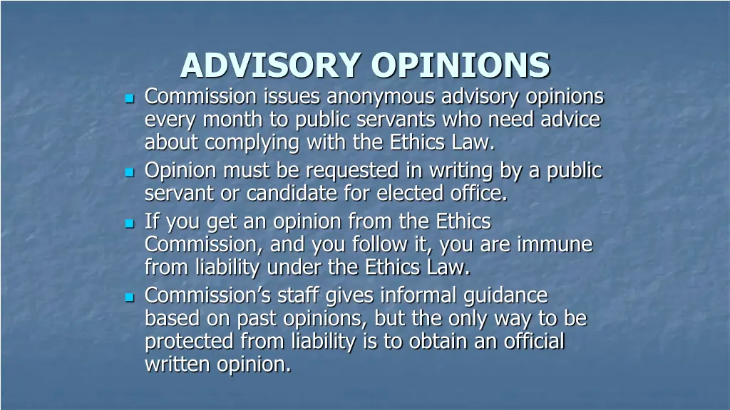 advisory opinions commission issues anonymous