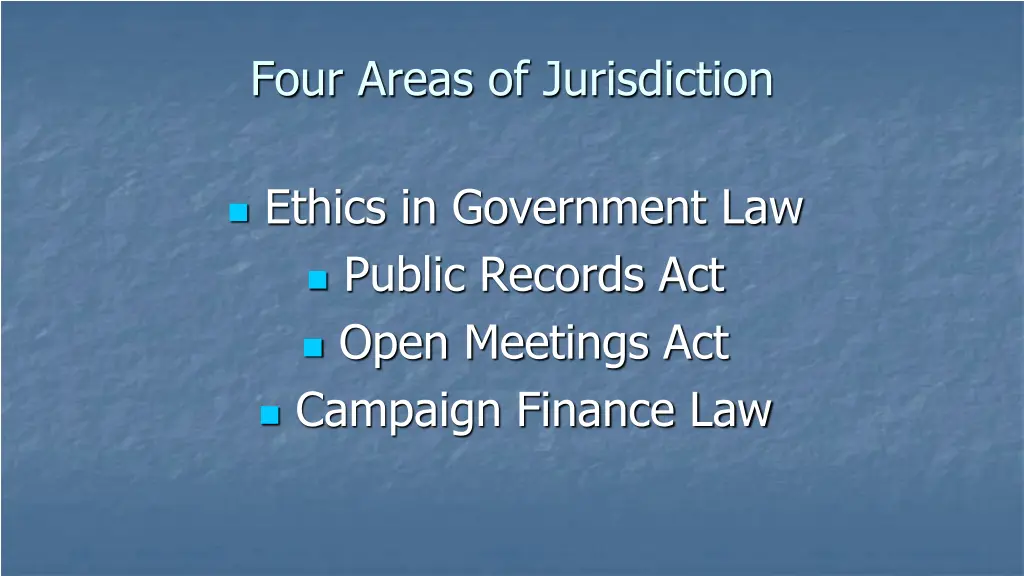 four areas of jurisdiction