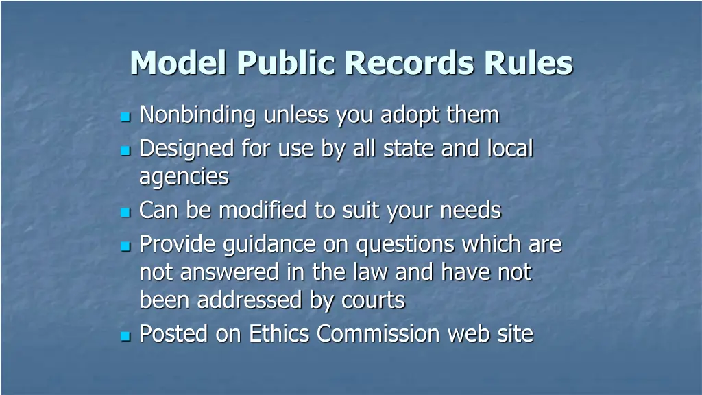 model public records rules