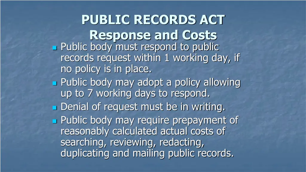 public records act response and costs public body