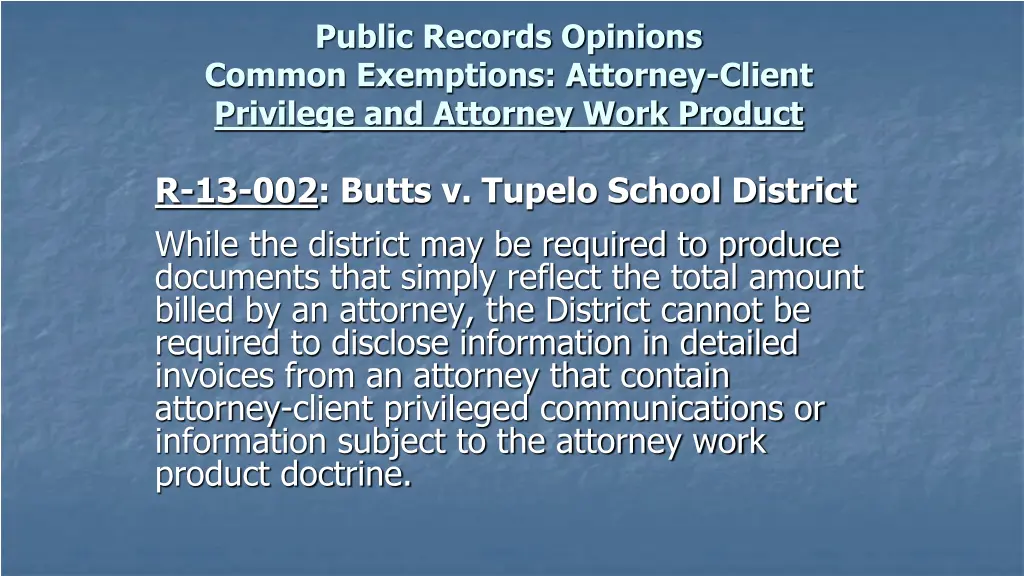 public records opinions common exemptions 1