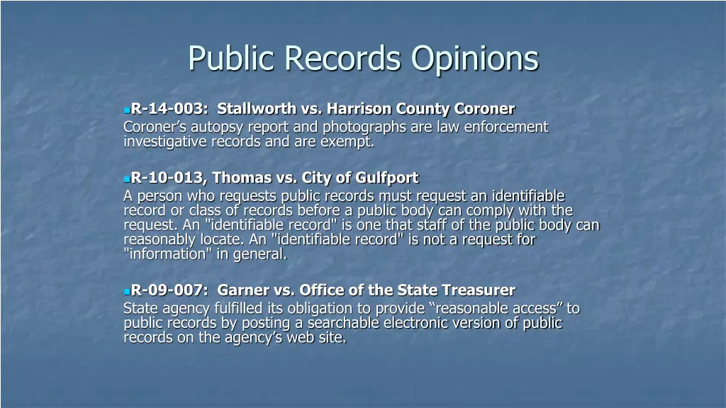 public records opinions