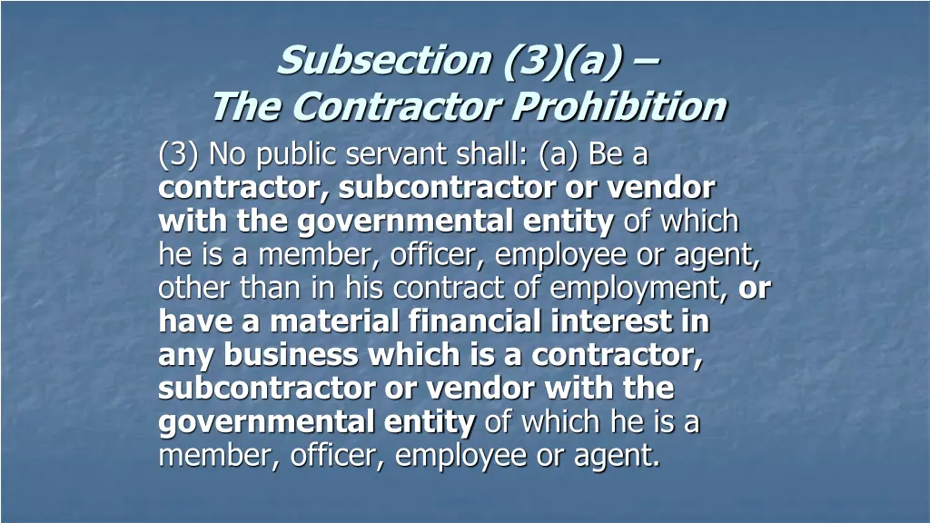 subsection 3 a the contractor prohibition