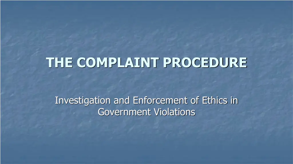 the complaint procedure