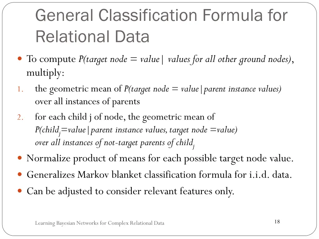 general classification formula for relational data