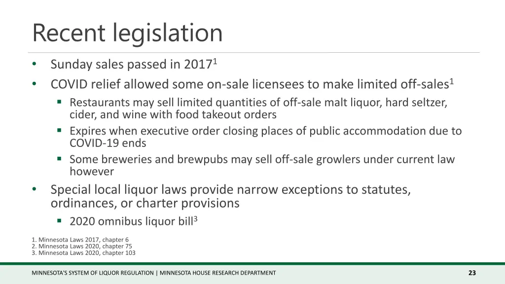 recent legislation