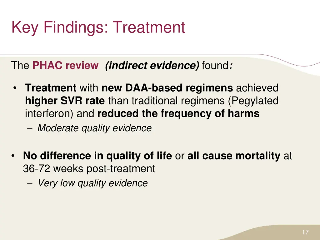 key findings treatment