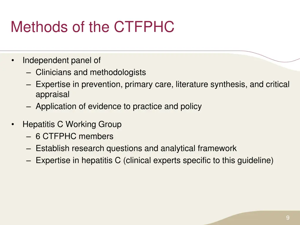 methods of the ctfphc