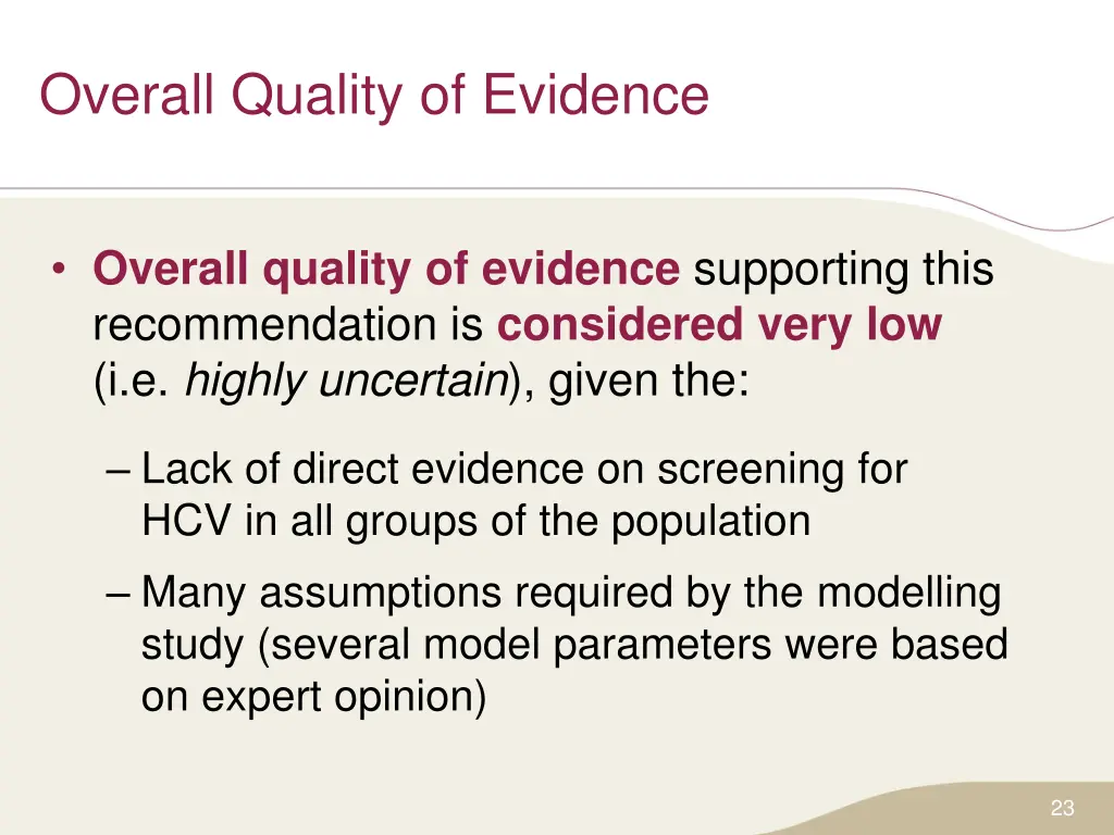 overall quality of evidence