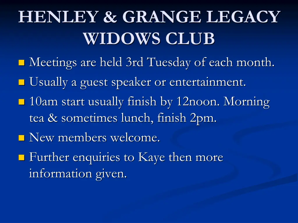 henley grange legacy widows club