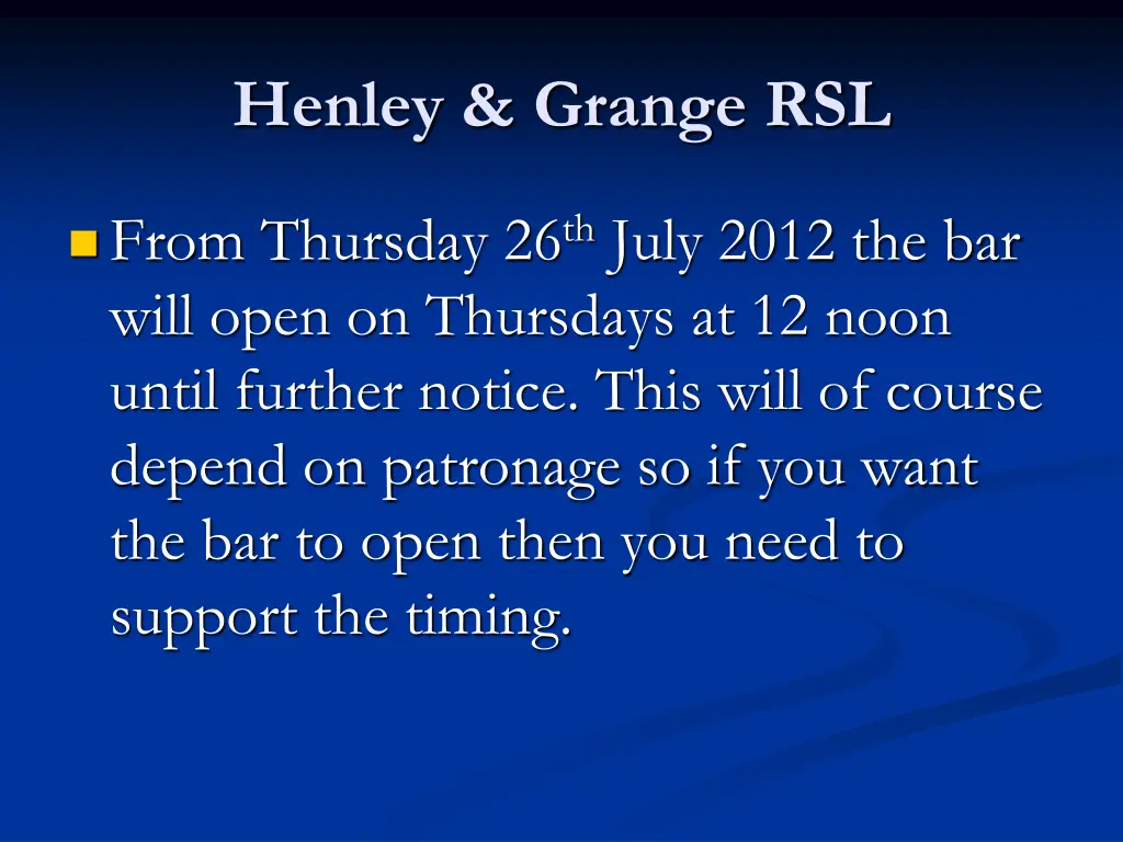 henley grange rsl