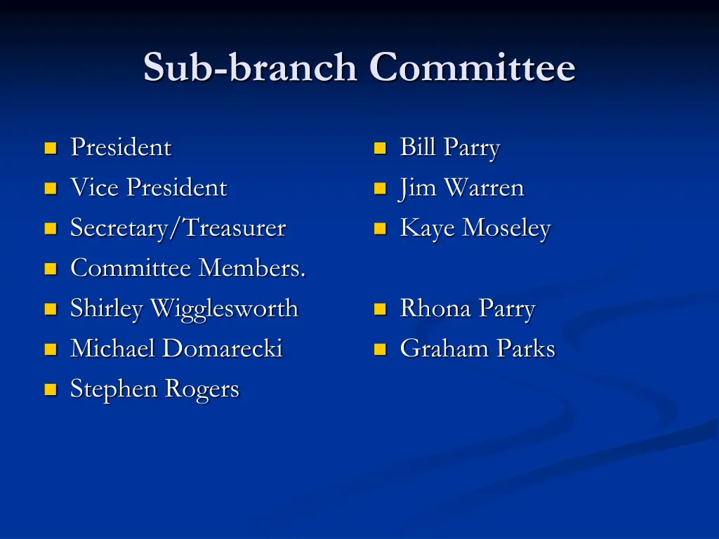 sub branch committee