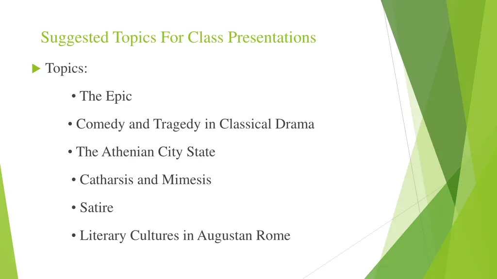 suggested topics for class presentations 1