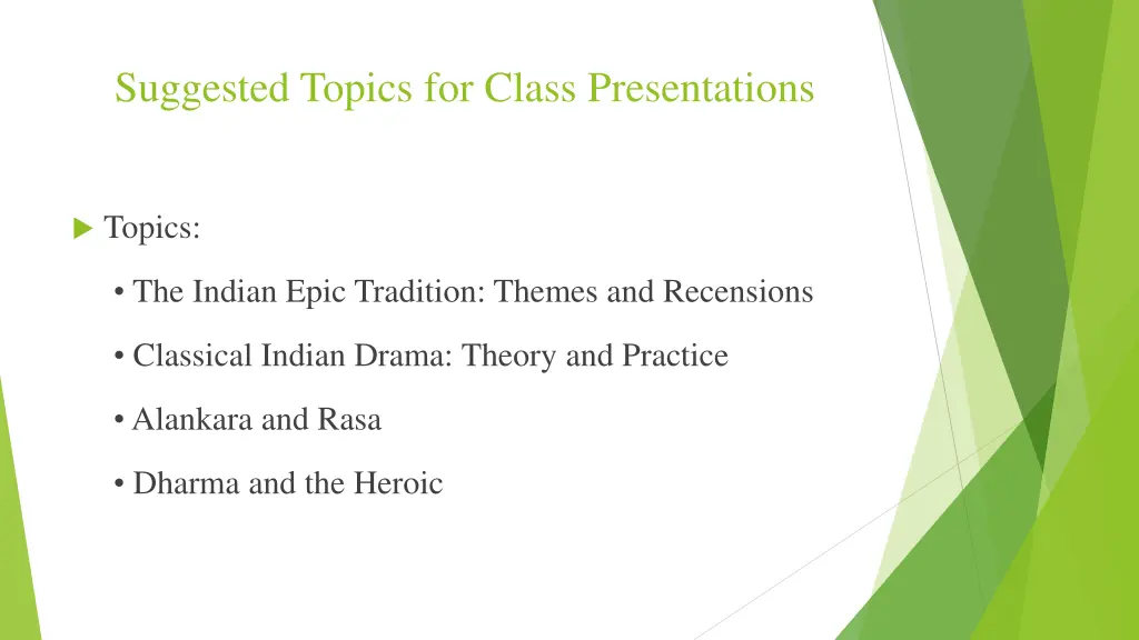 suggested topics for class presentations