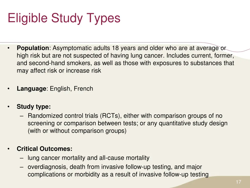 eligible study types