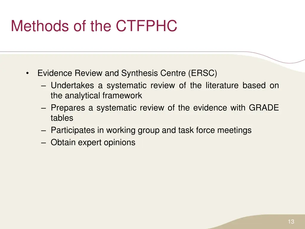 methods of the ctfphc 1