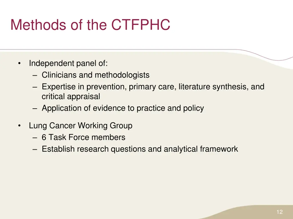 methods of the ctfphc