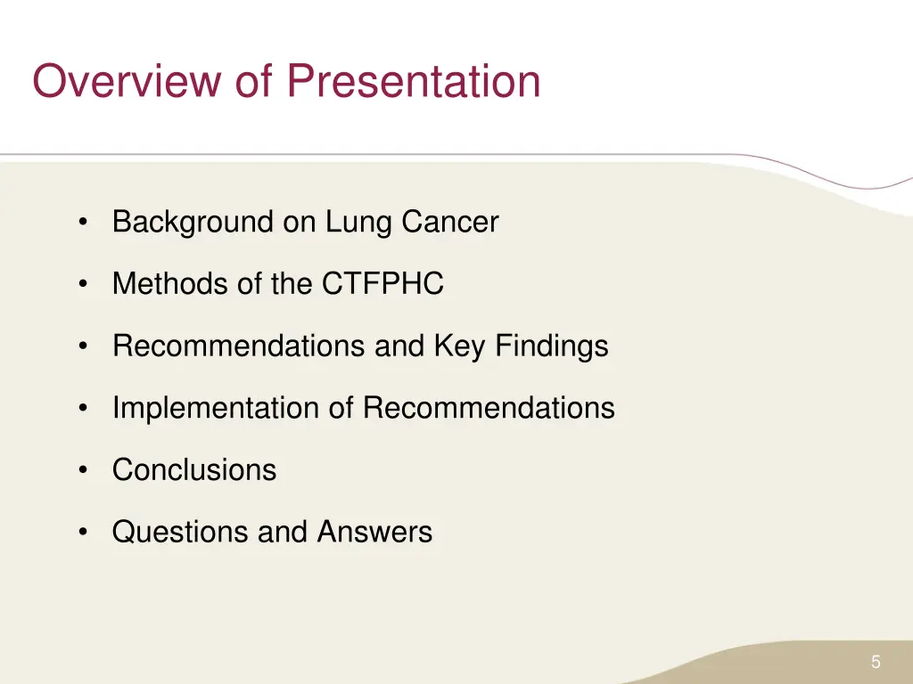 overview of presentation