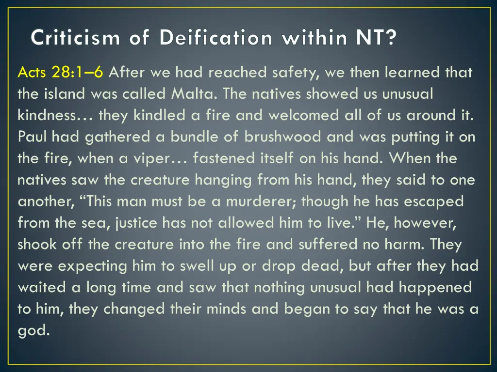 criticism of deification within nt 1