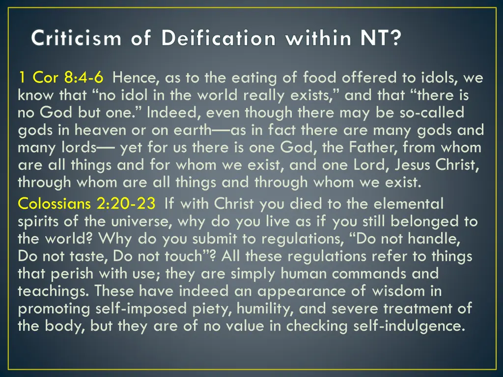 criticism of deification within nt 2