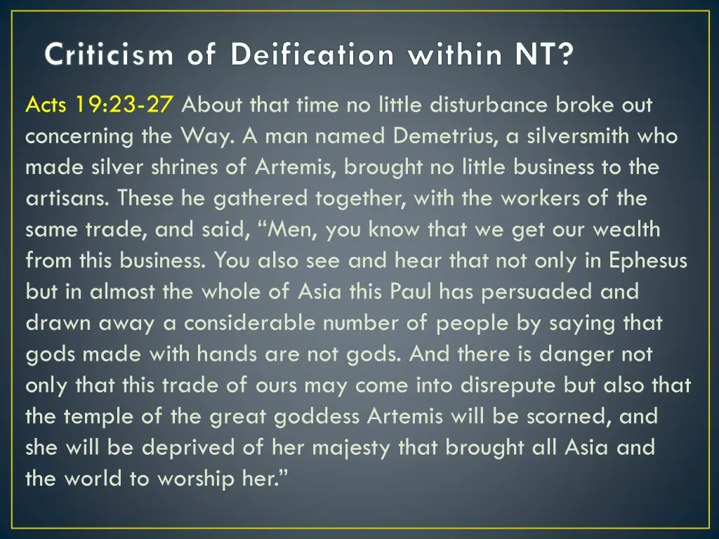 criticism of deification within nt