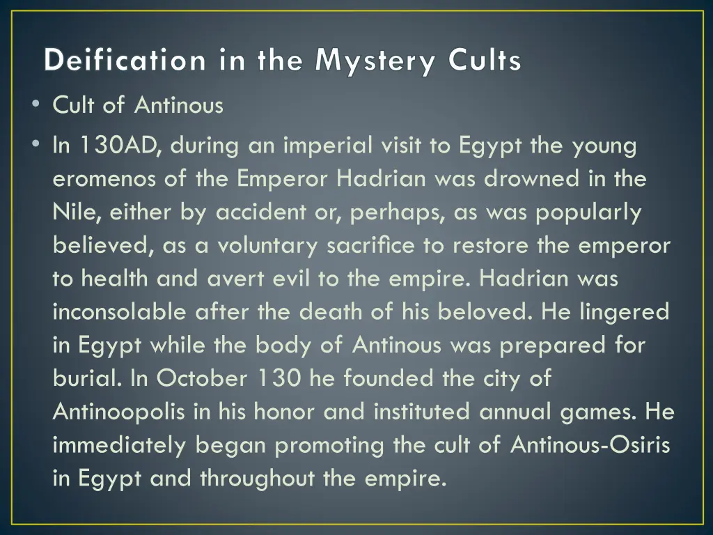 deification in the mystery cults cult of antinous