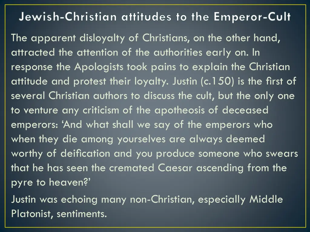 jewish christian attitudes to the emperor cult 1