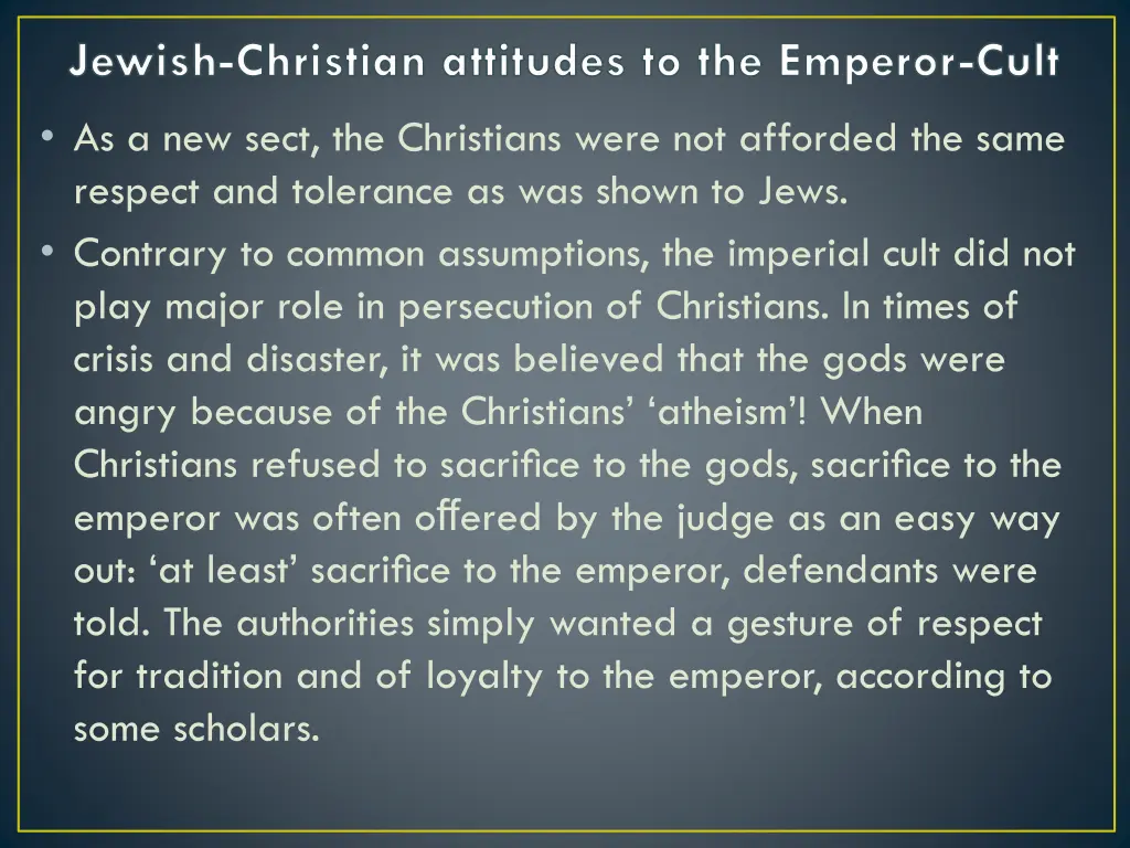 jewish christian attitudes to the emperor cult 3