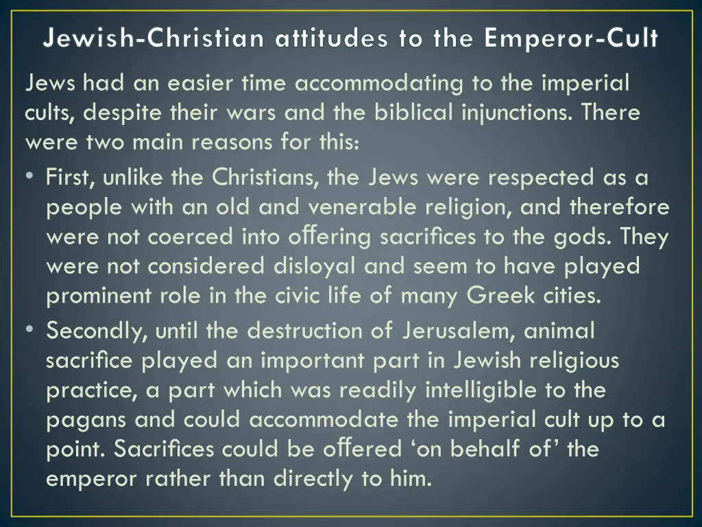 jewish christian attitudes to the emperor cult