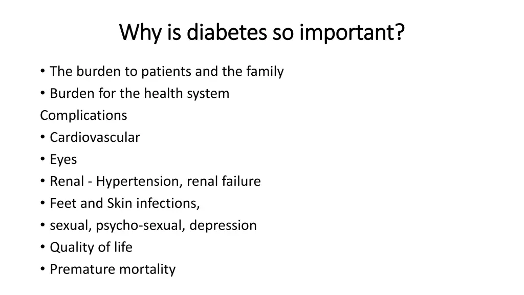 why is diabetes so important why is diabetes