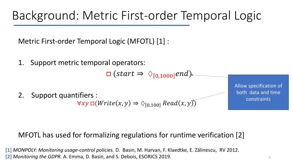 background metric first order temporal logic