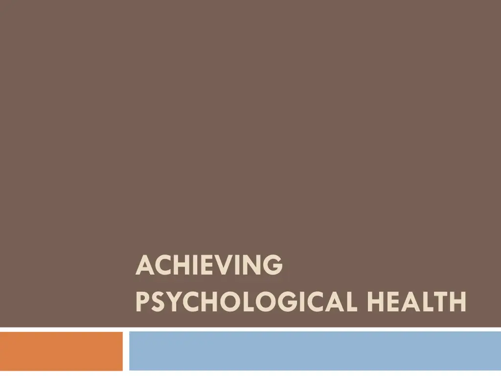 achieving psychological health