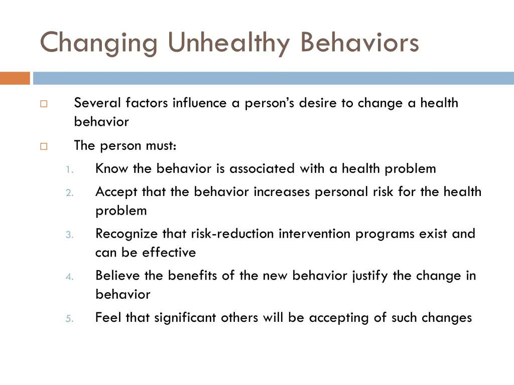 changing unhealthy behaviors