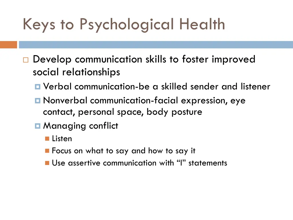 keys to psychological health