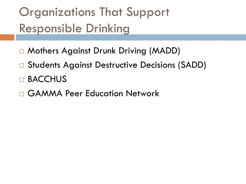 organizations that support responsible drinking