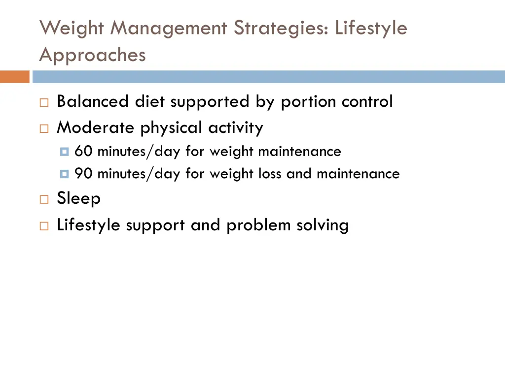 weight management strategies lifestyle approaches