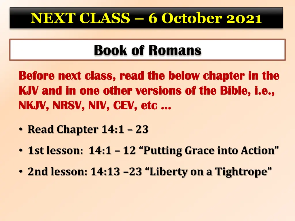 next class 6 october 2021