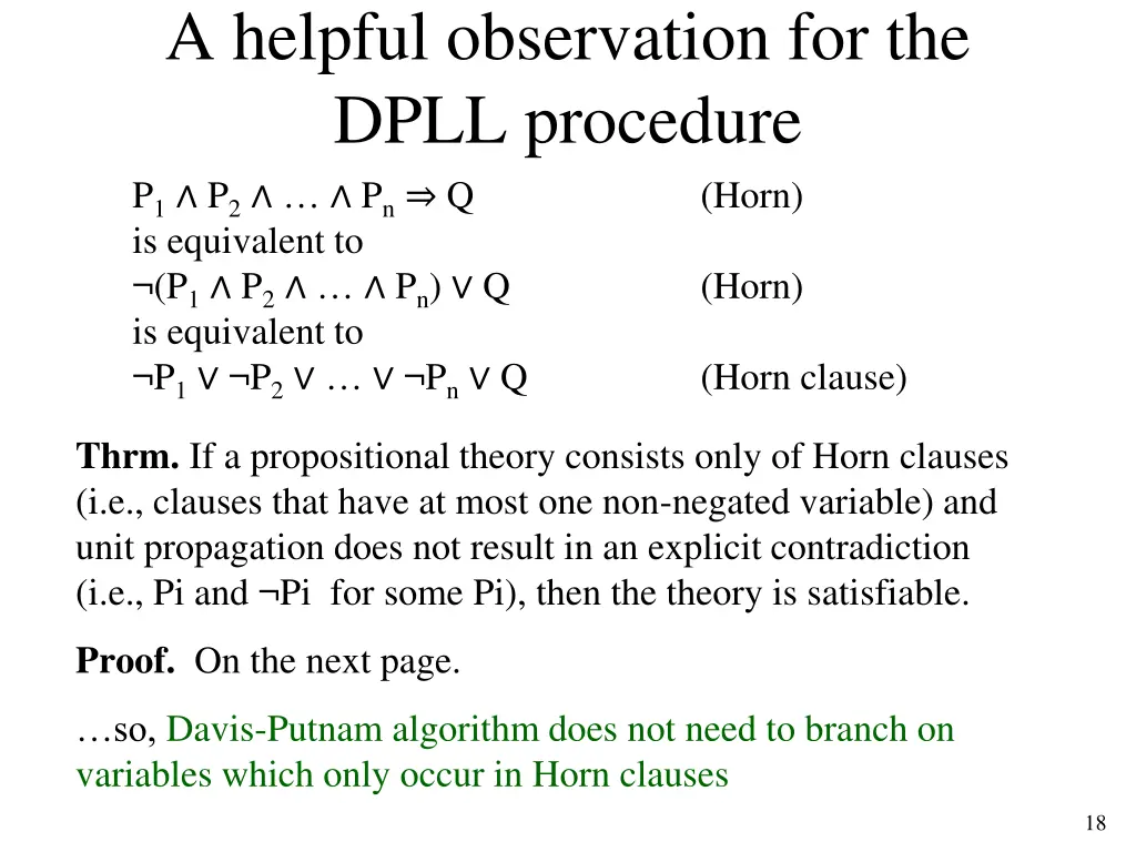 a helpful observation for the dpll procedure