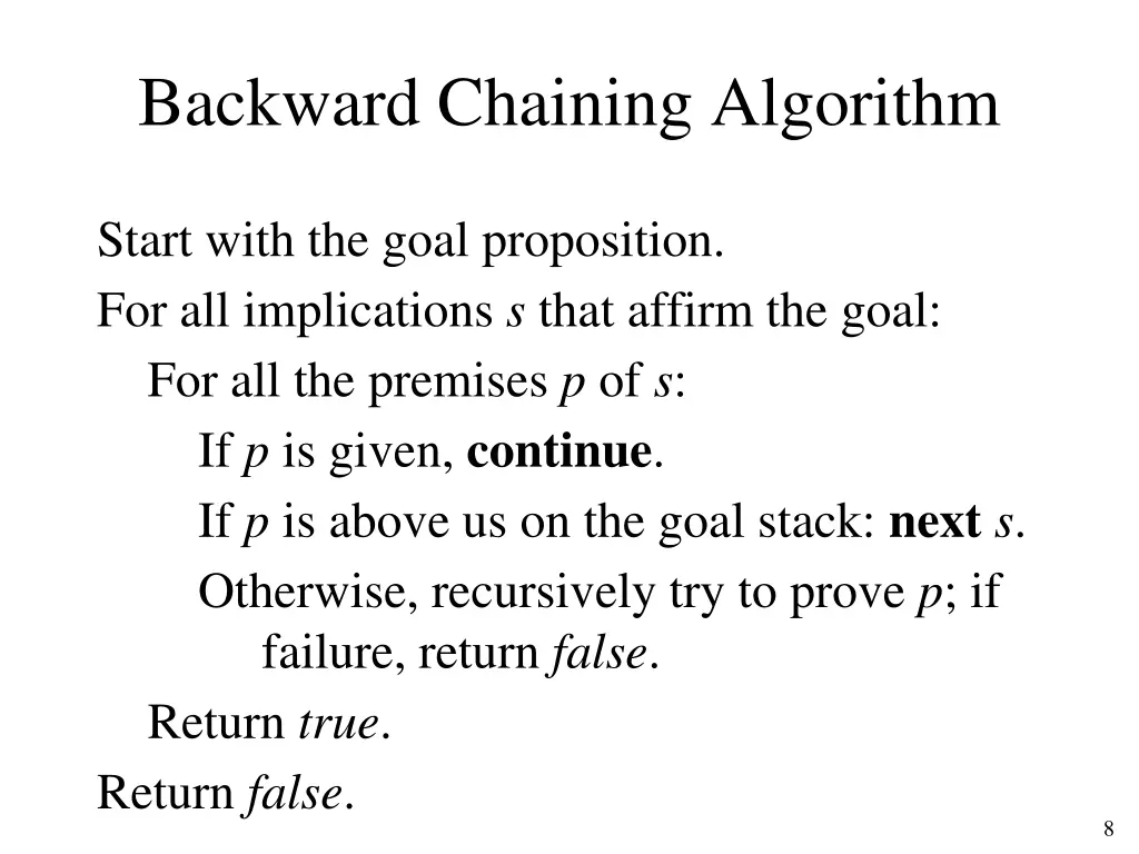 backward chaining algorithm