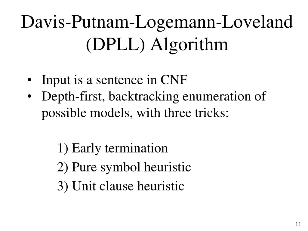 davis putnam logemann loveland dpll algorithm