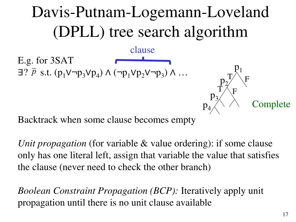 davis putnam logemann loveland dpll tree search