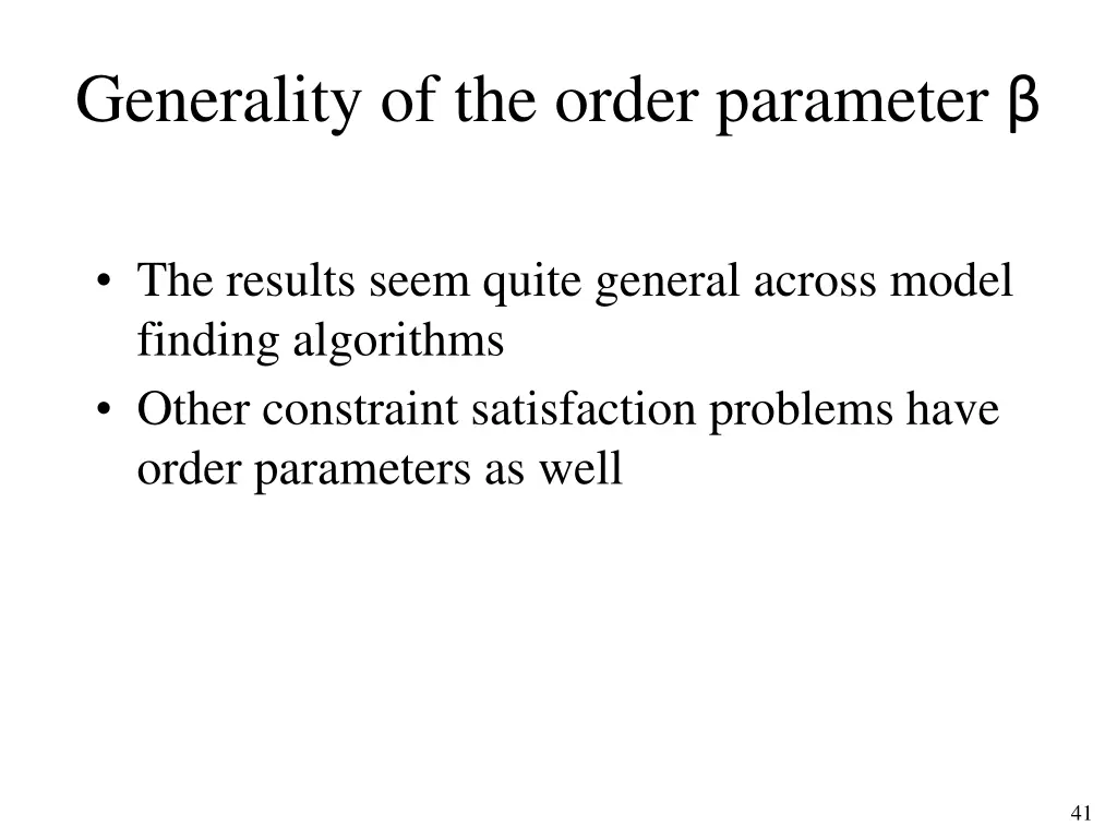 generality of the order parameter