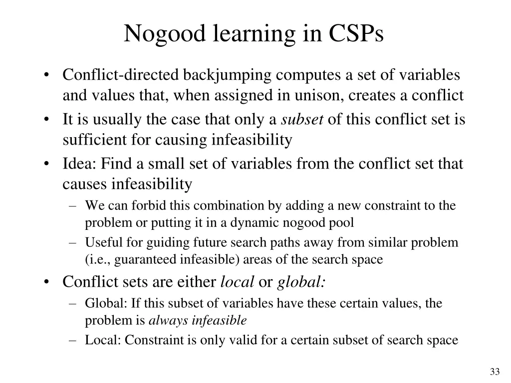 nogood learning in csps