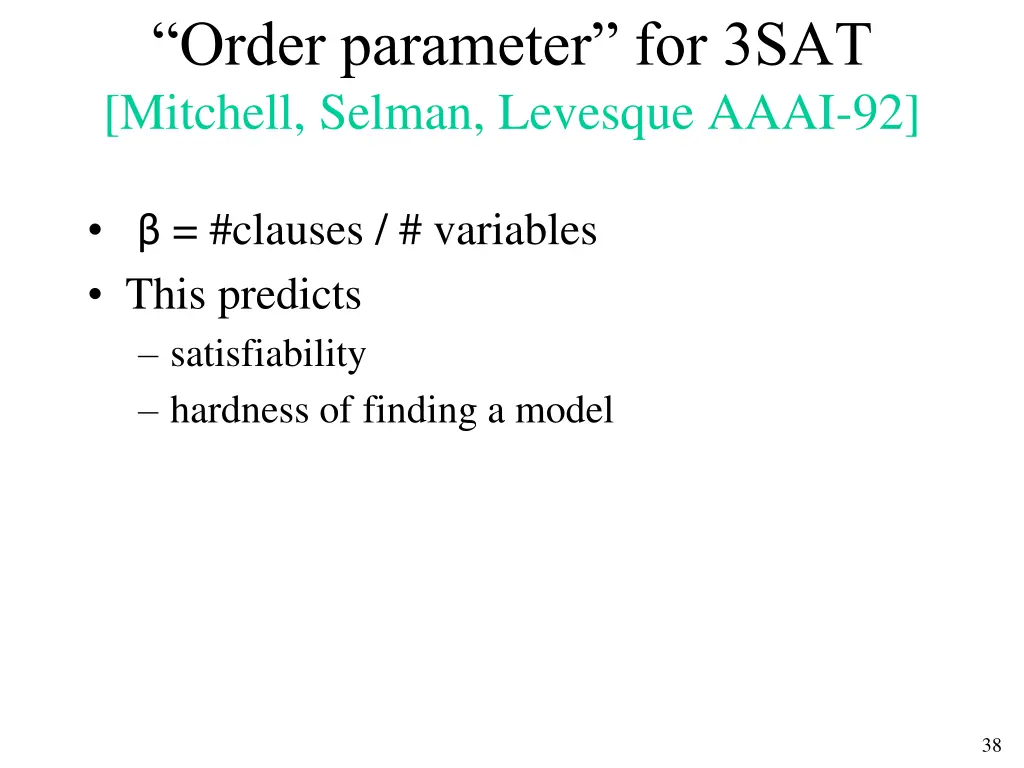 order parameter for 3sat mitchell selman levesque