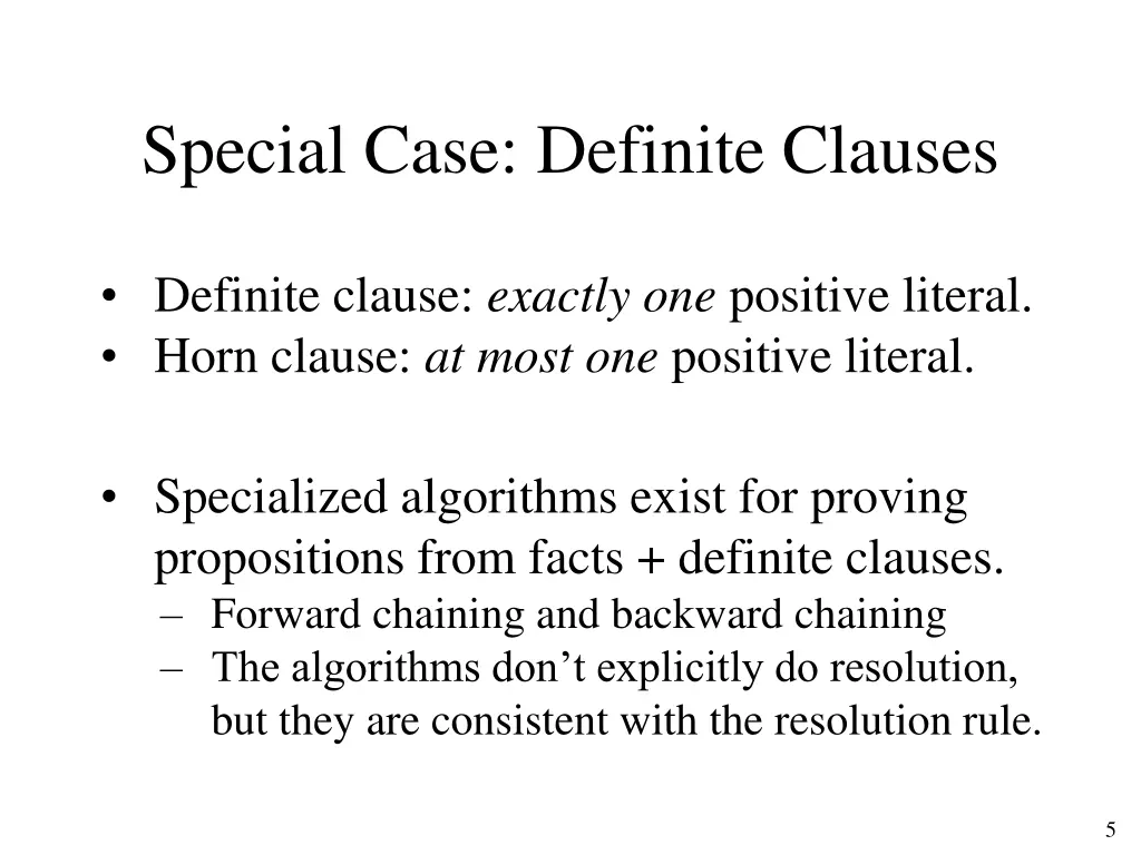 special case definite clauses