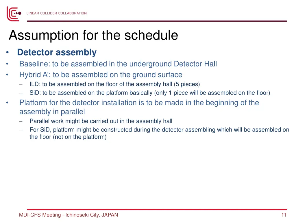 assumption for the schedule 1