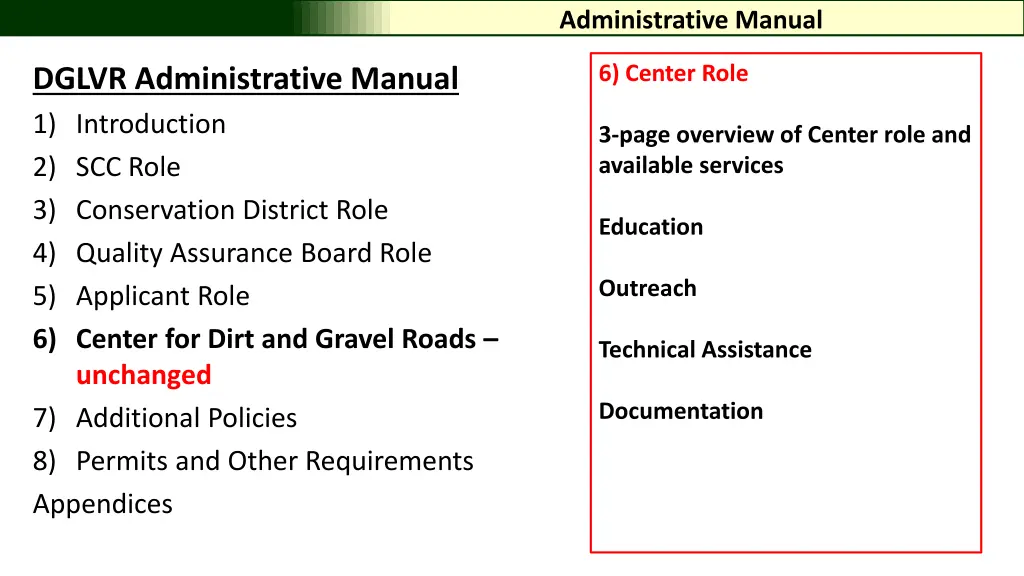 administrative manual 6