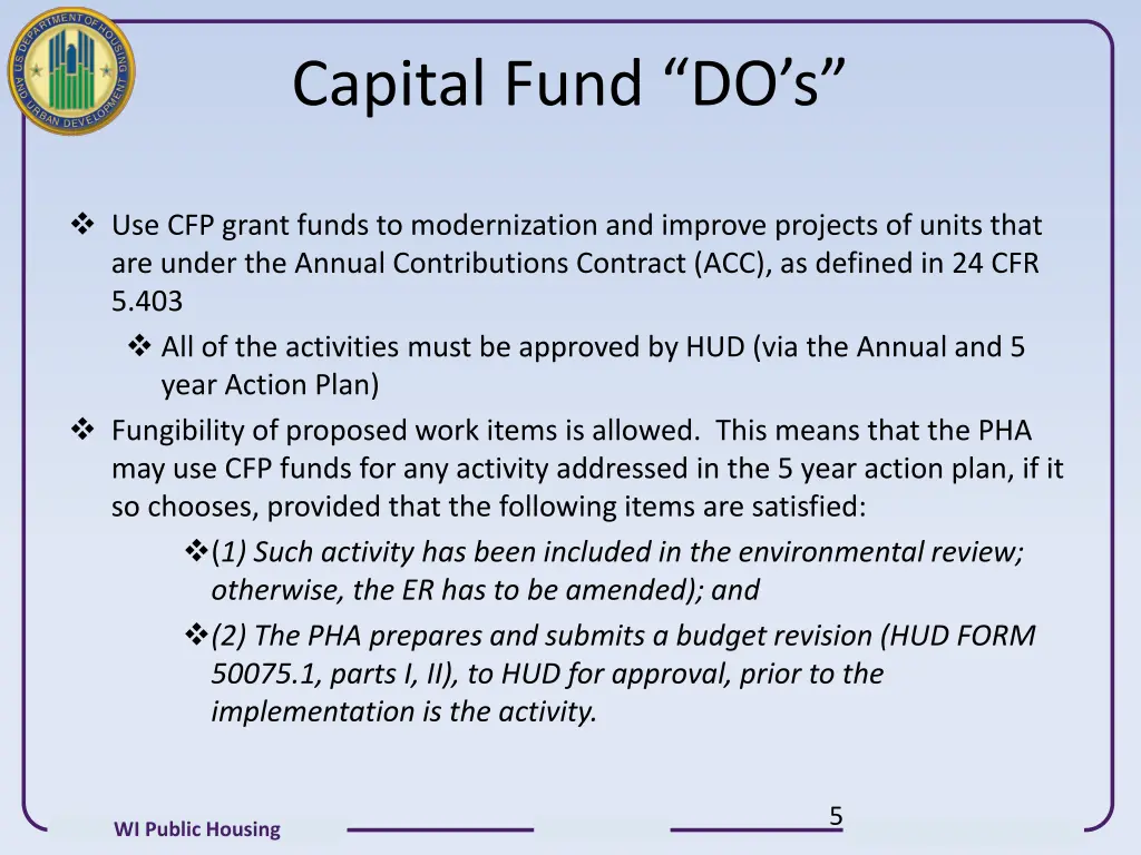 capital fund do s