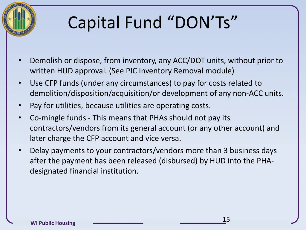 capital fund don ts 1