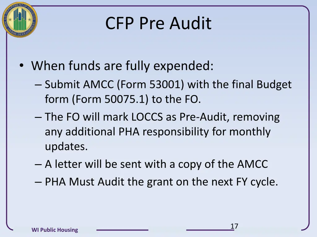 cfp pre audit